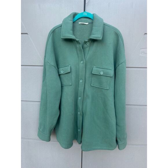 Revolve Tularosa Button Up Shirt Jacket Shacket Oversized Teal Fleece Lined Sz M - Picture 13 of 13